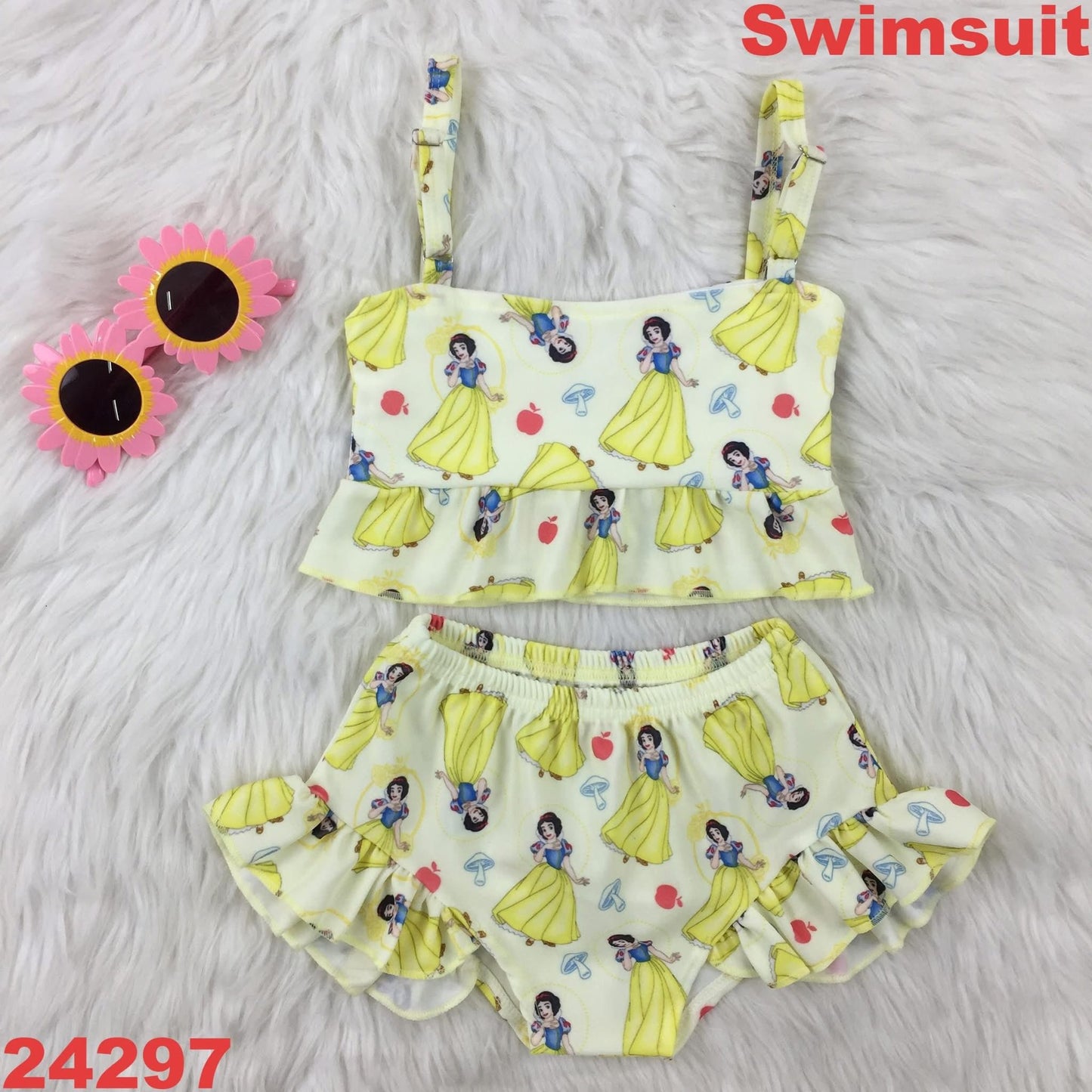 Yellow Princess Ruffle Swim Suit