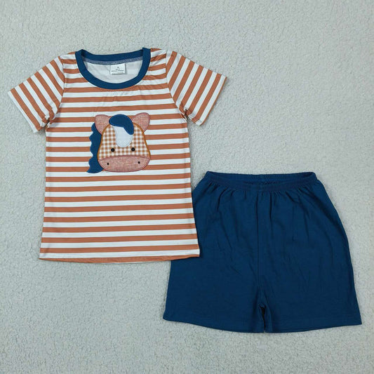 Striped Gingham Horse Shorts Set