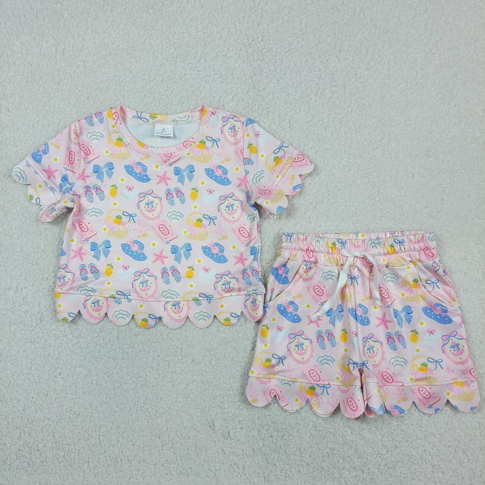 Summer Lemons Scalloped Shorts Set
