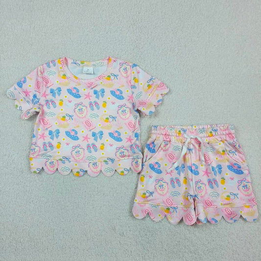 Summer Lemons Scalloped Shorts Set