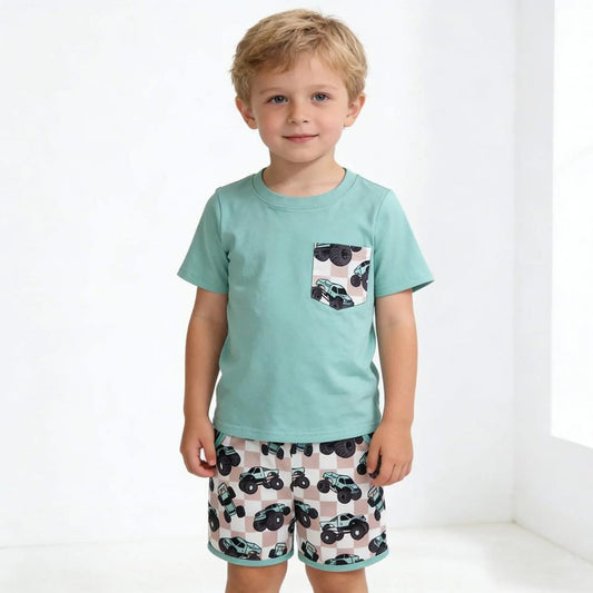 Monster Truck Pocket Tee Shorts Set
