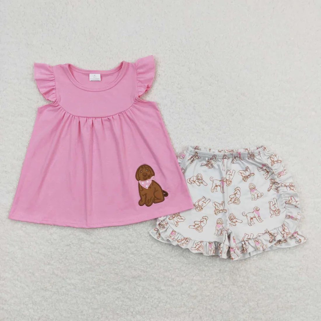 Pink Puppy Dog Shorts Set