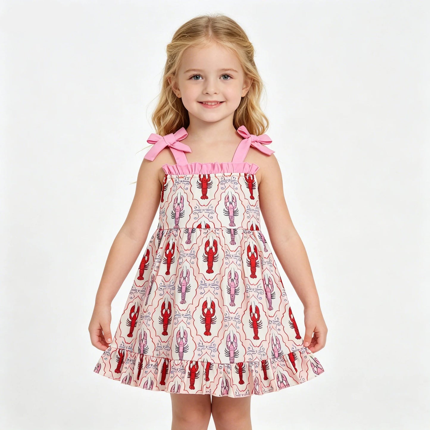 Pink and Red Lobster Frame Dress