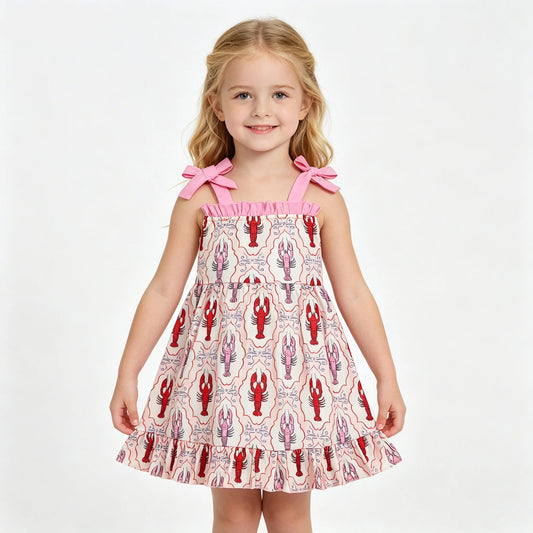 Pink and Red Lobster Frame Dress