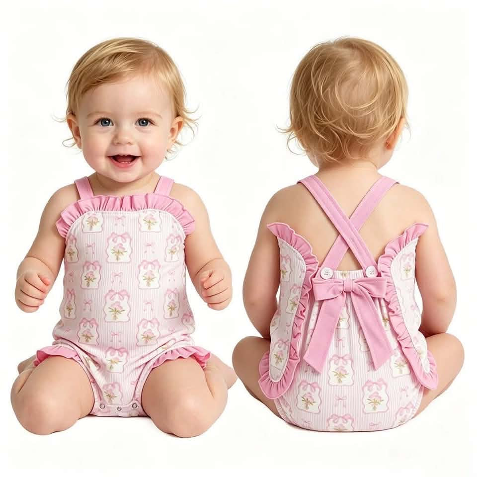 Grandmillenial Pink Frame Floral Romper