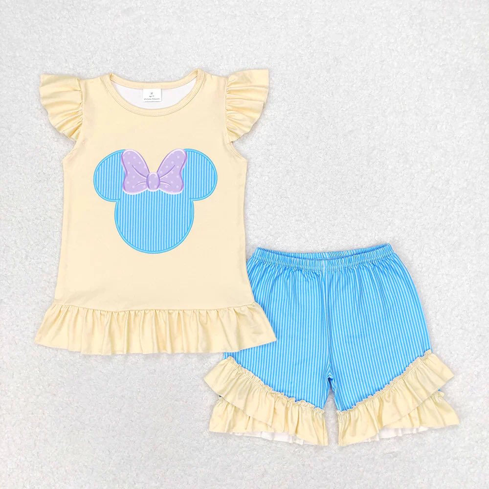 Pink Striped Mouse Shorts Set