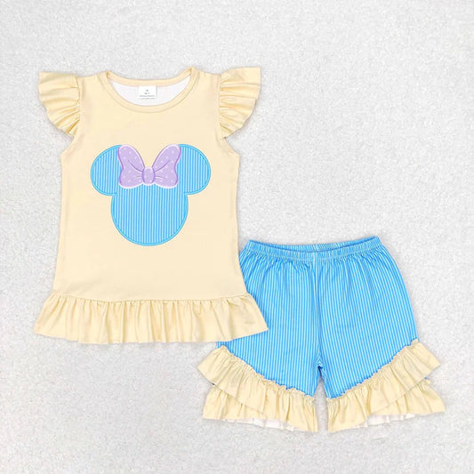 Pink Striped Mouse Shorts Set