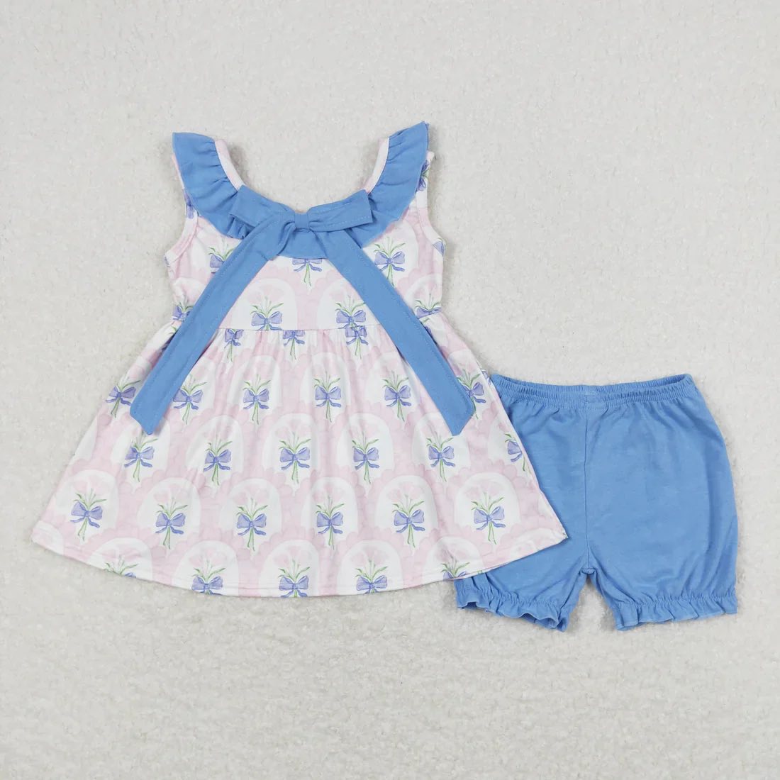 Grandmillenial Blue Floral Shorts Set