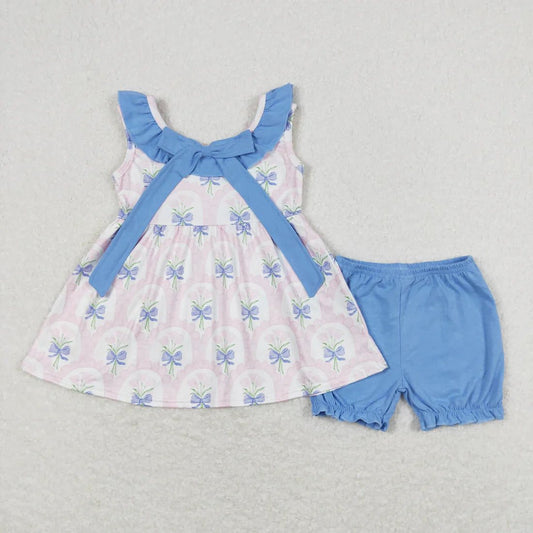 Grandmillenial Blue Floral Shorts Set