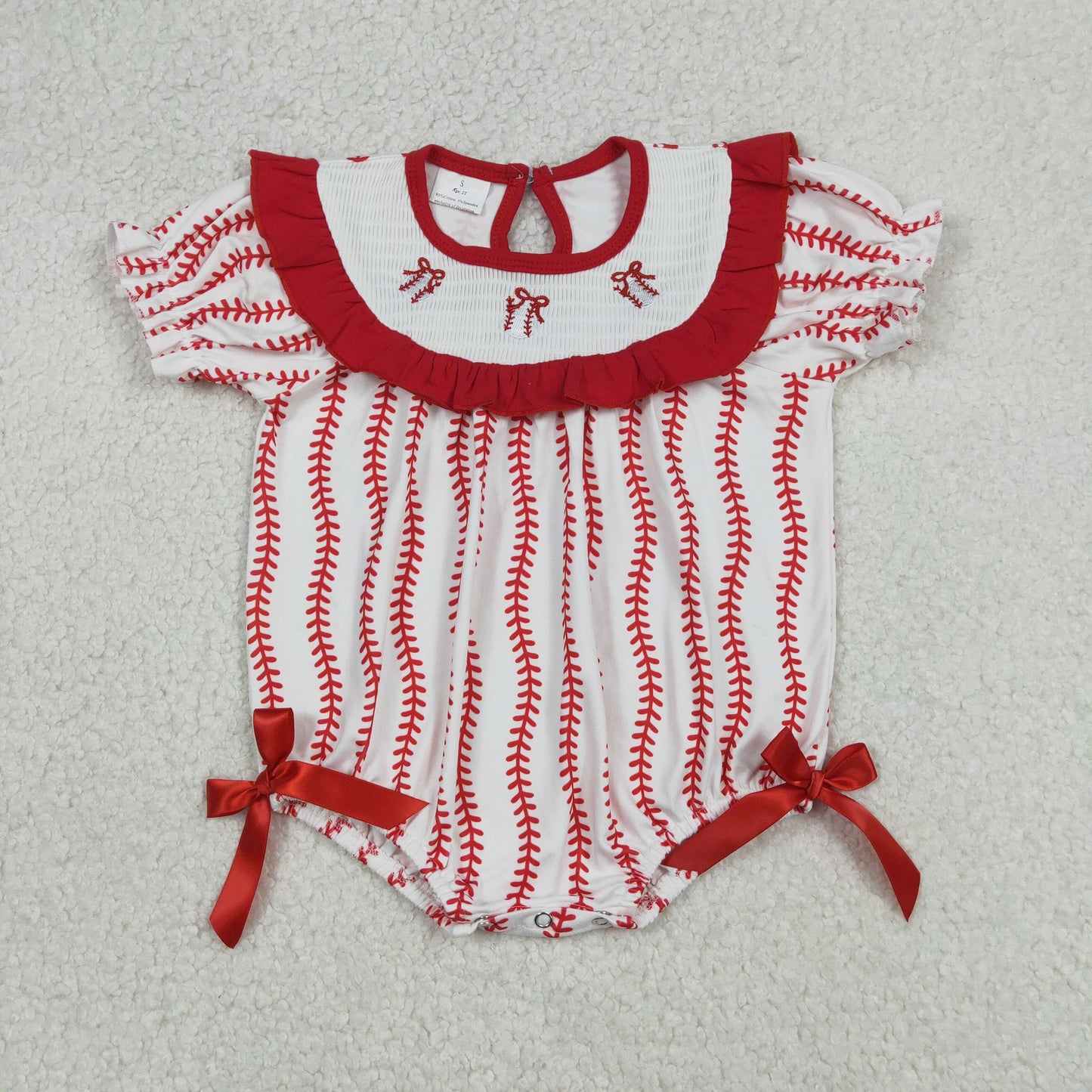 Baseball Stripes Bow Bubble