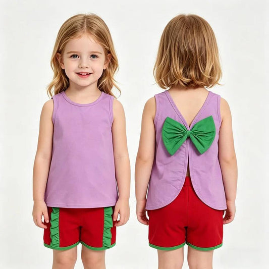 Bow Back Ruffle Shorts Set