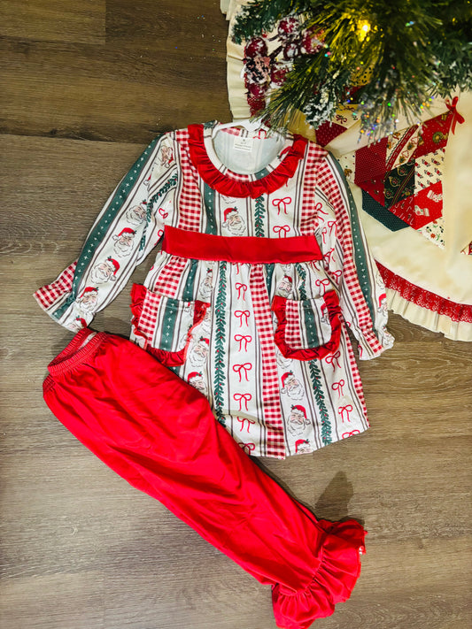 Santa Bow Ruffle Pocket Set