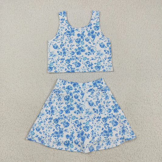 Blue Floral Skort Set