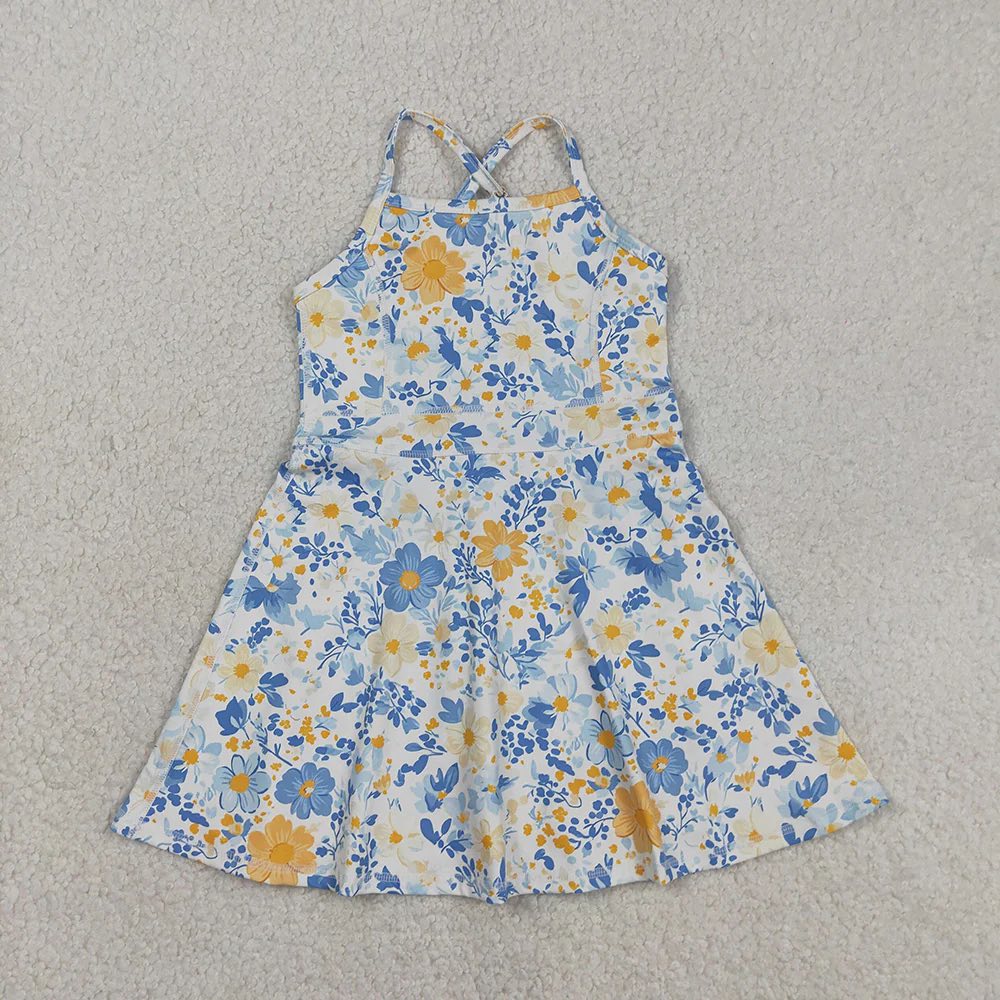 Blue and Yellow Floral Yoga Dress