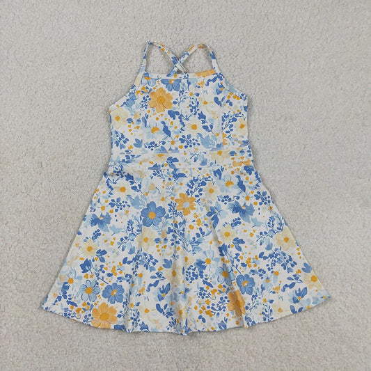 Blue and Yellow Floral Yoga Dress