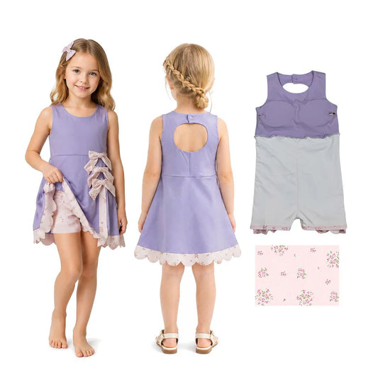 Floral Scalloped Yoga DressPurple