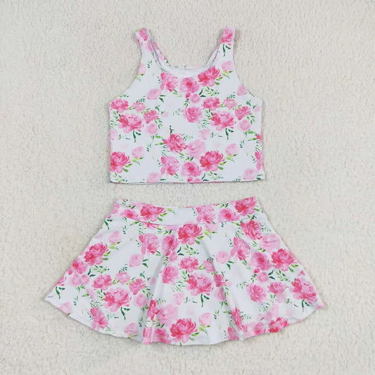 Pink Floral Skort Set