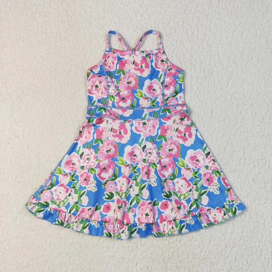 Pink and Blue Floral Yoga Dress