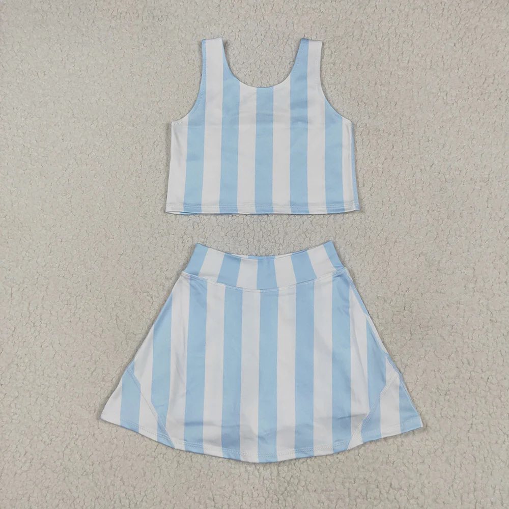 Blue and White Striped Skort Set