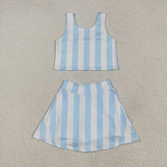 Blue and White Striped Skort Set