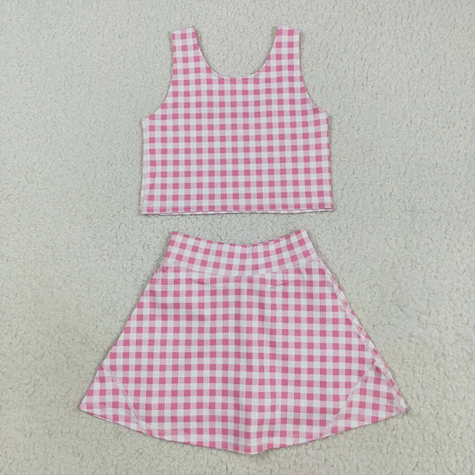 Pink Gingham Skort Set