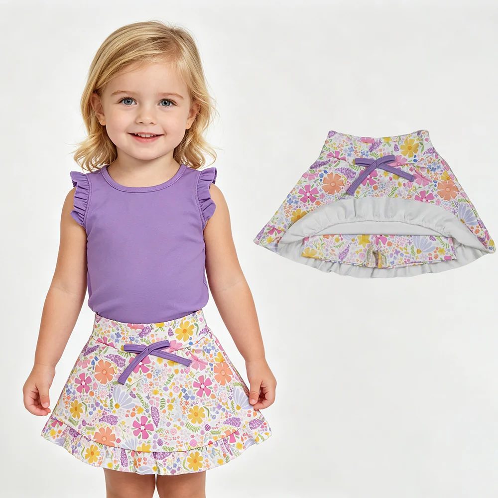 Purple Floral Skort Set