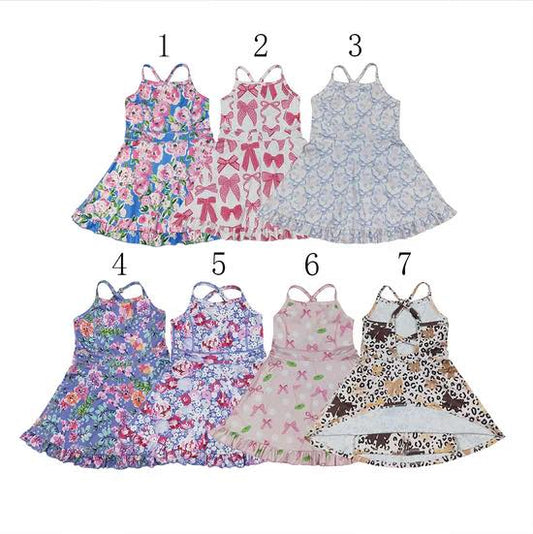 Floral Coquette Ruffle Yoga Dresses
