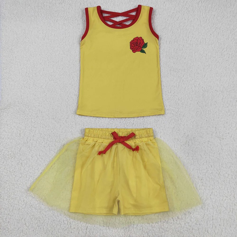 Yellow Princess Tulle Shorts Set