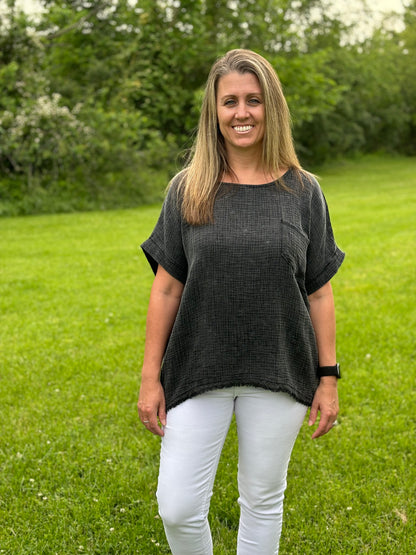 Black Mineral Washed Pocket Tee