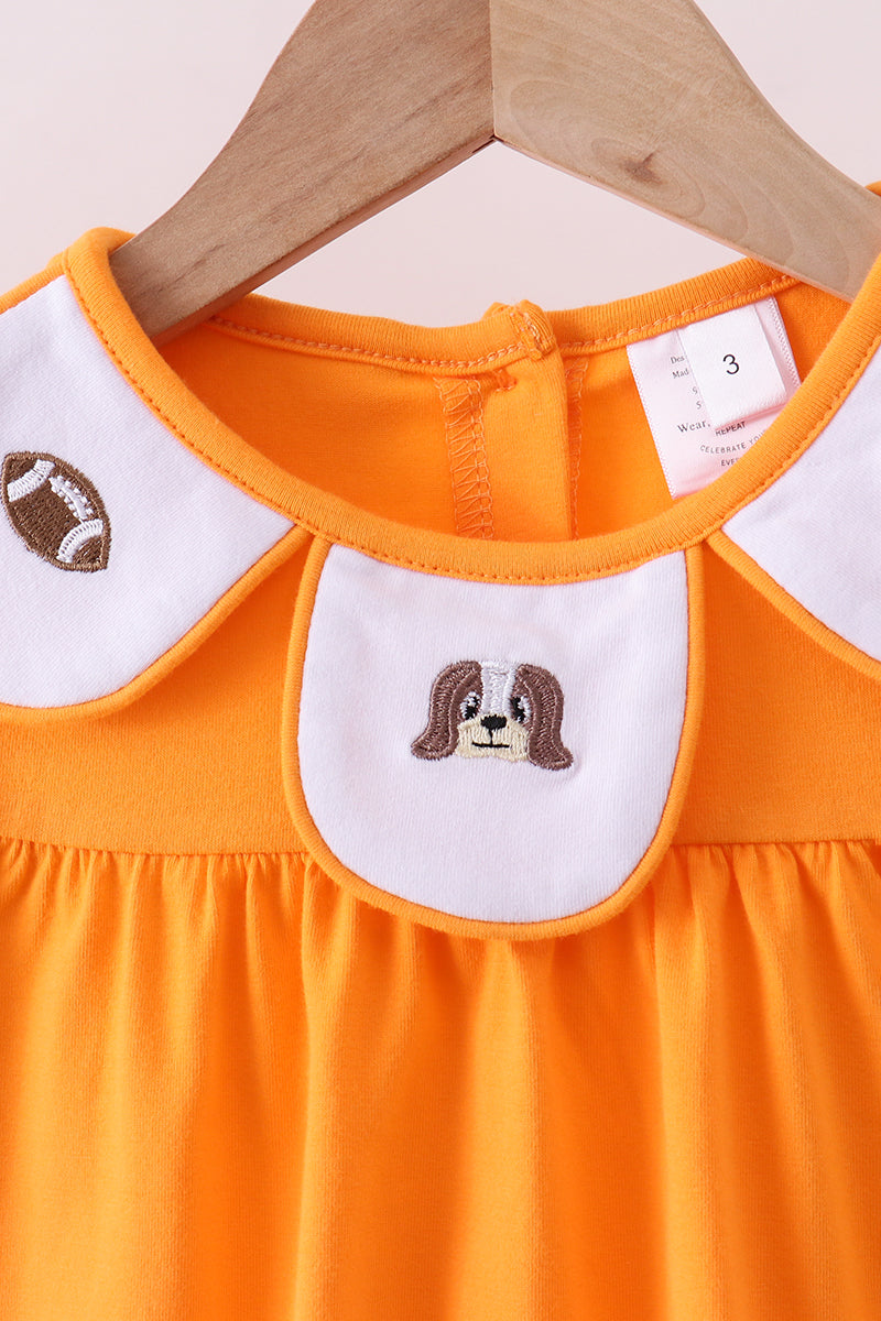 Premium Orange Tennessee puppy football embroidery pants set