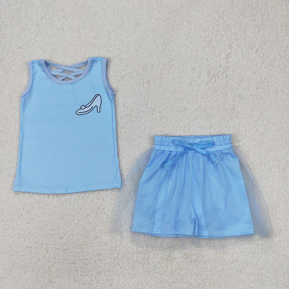 Blue Princess Tulle Shorts Set