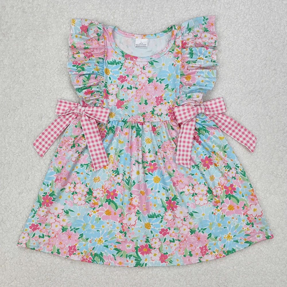 Floral and Gingham Bow Dress