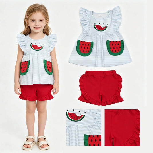 Watermelon Ruffle Shorts Set