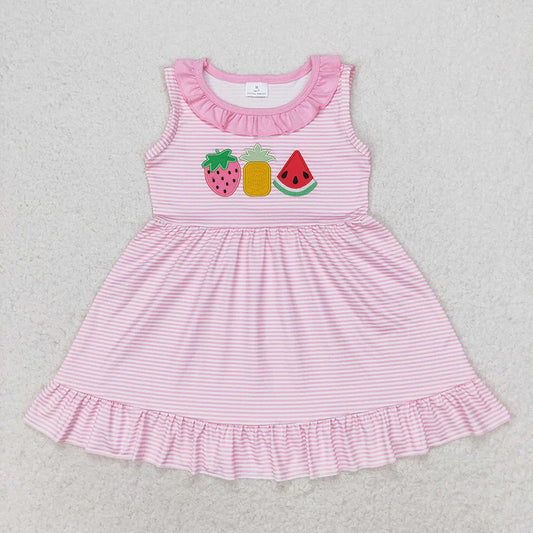Three Fruits Striped Ruffle Dress