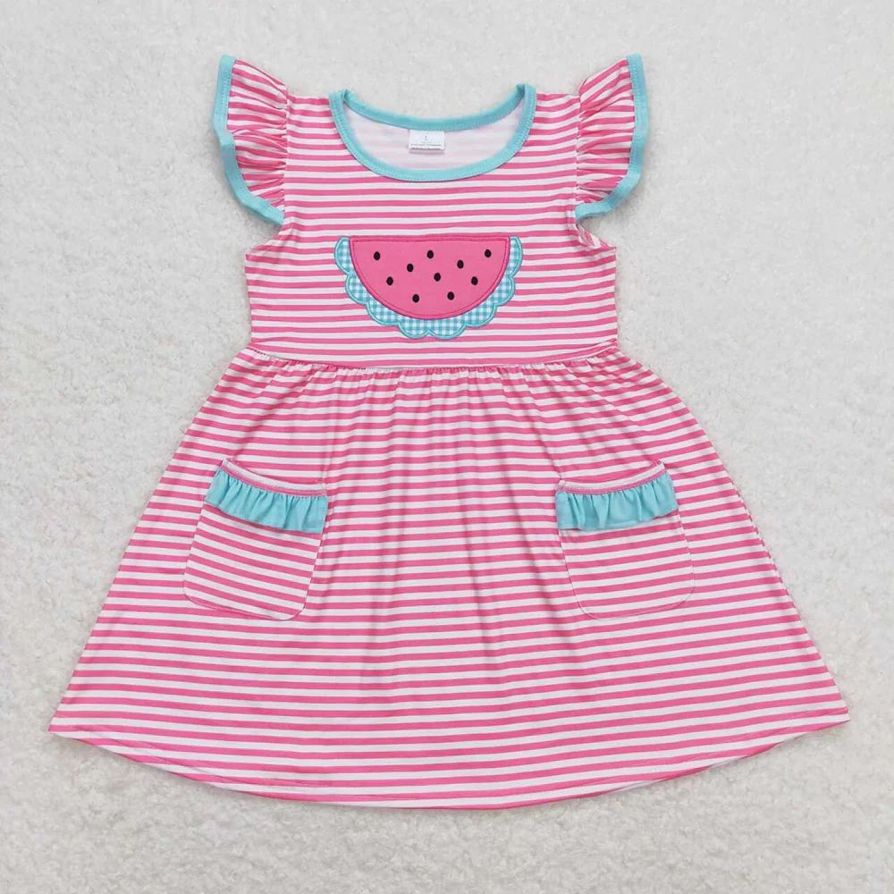 Watermelon Gingham Striped Dress