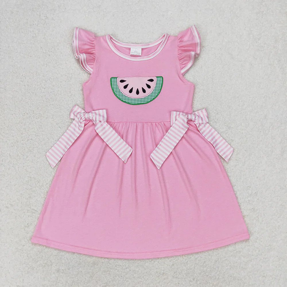 Pink Striped Bow Watermelon Dress