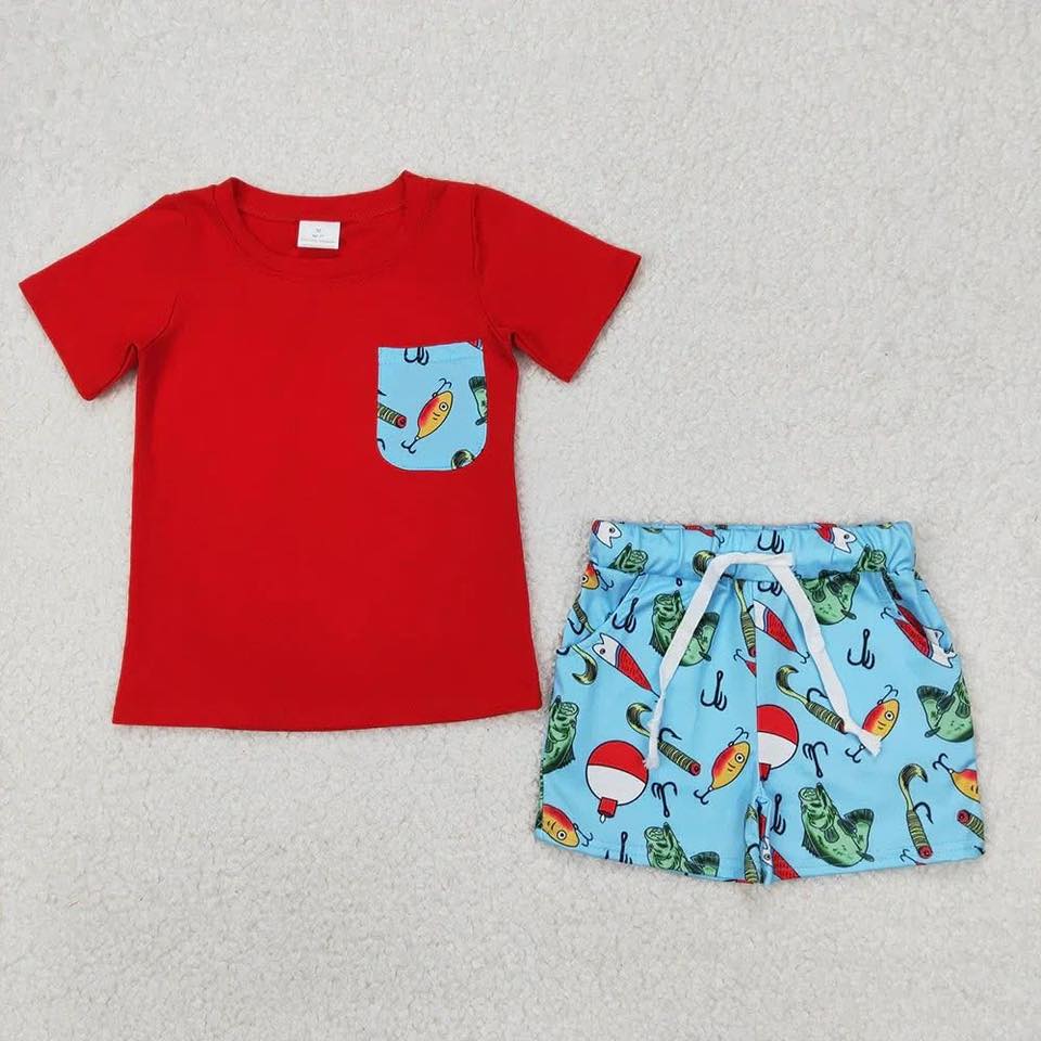 Fishing Pocket Tee Shorts Set