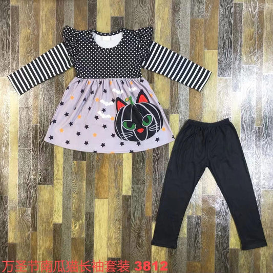 Black Cat Pumpkin Pants Set