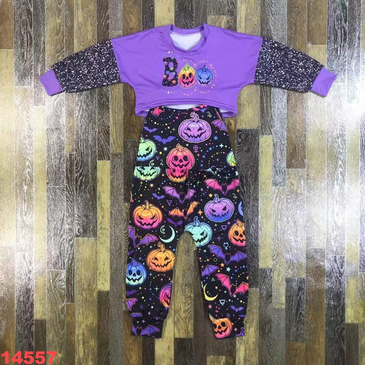 Tie Dye Pumpkin Overall Set