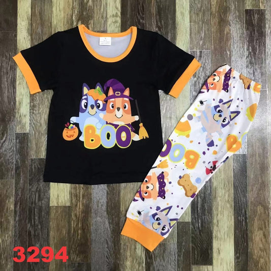 Blue Dog Boo Pajama Set