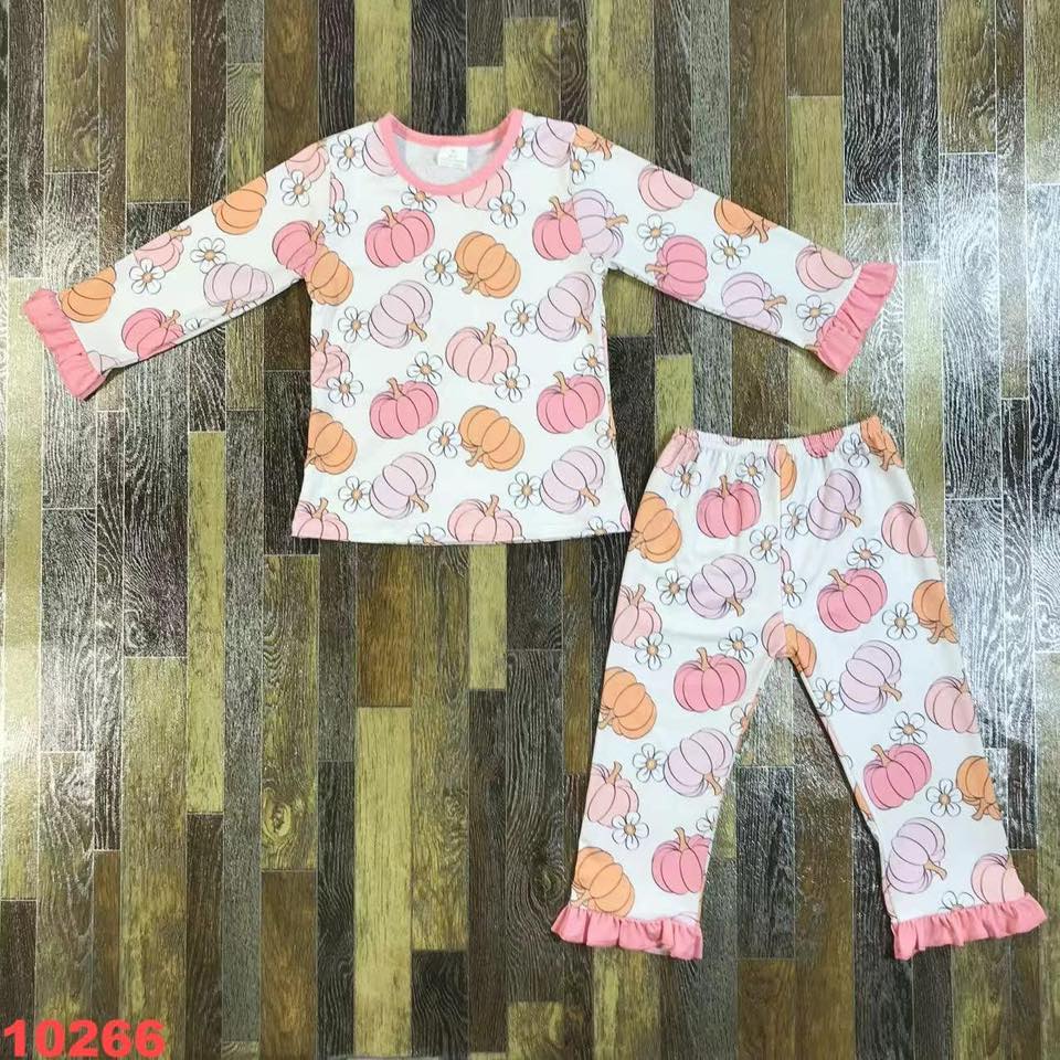 Floral Pumpkin Ruffle Pajama Set
