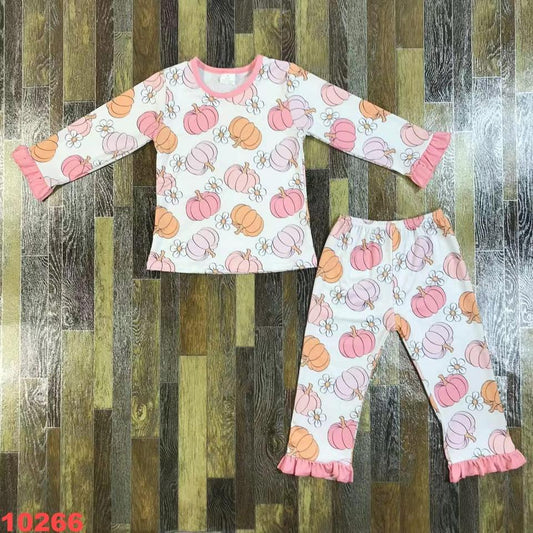 Floral Pumpkin Ruffle Pajama Set