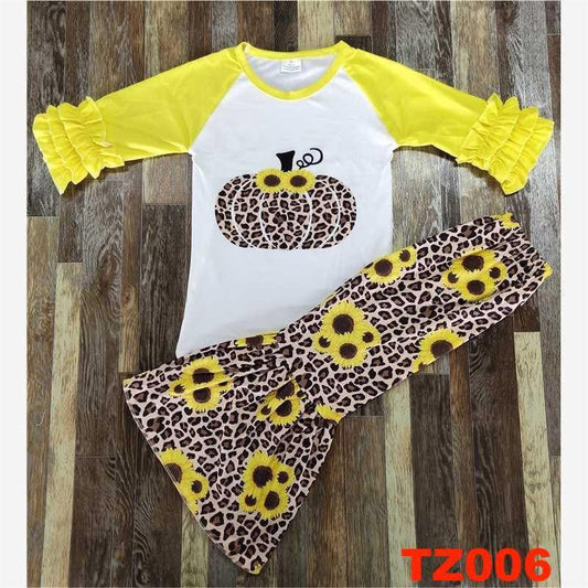 Sunflower Cheetah Print Pumpkin Pants Set