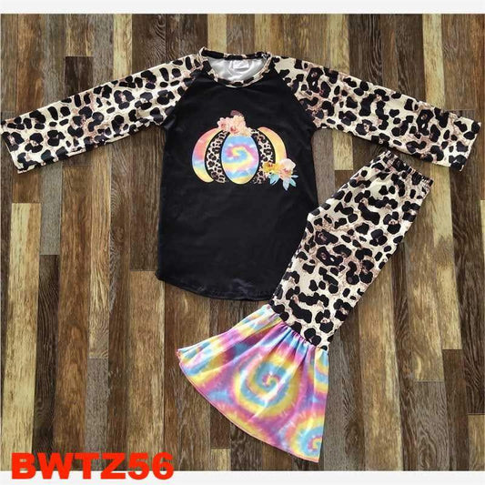 Tie Dye Cheetah Print Pumpkin Pants Set