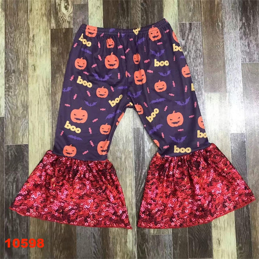 Pumpkin Bats Sequin Bell Bottoms