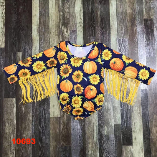 Pumpkin and Sunflower Fringe Romper