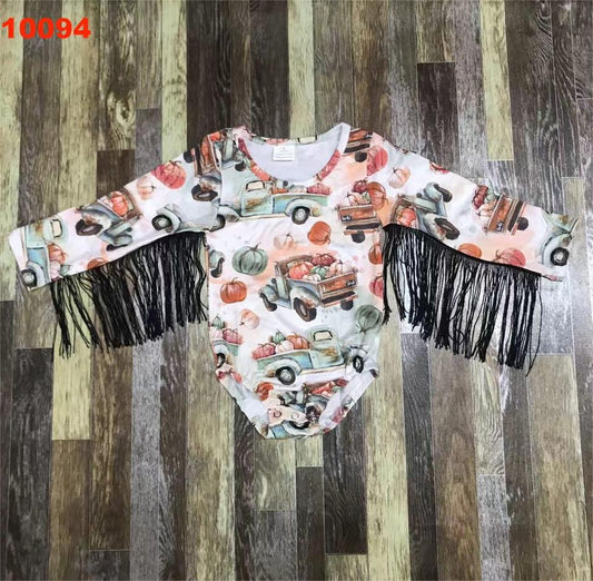 Pumpkin Truck Fringe Romper