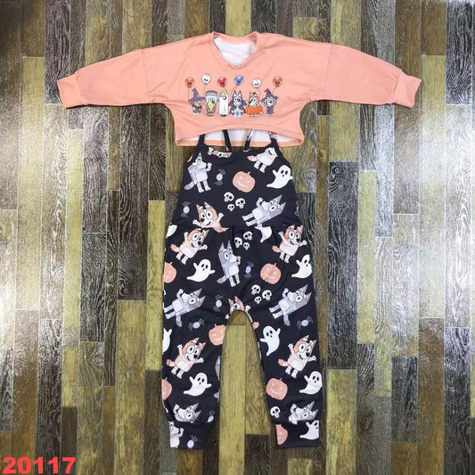 Blue Dog Halloween Overall Set