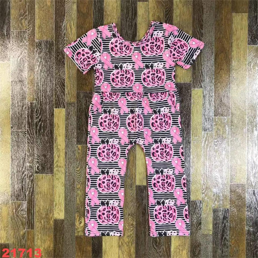 Striped Cheetah Print Pumpkin Romper