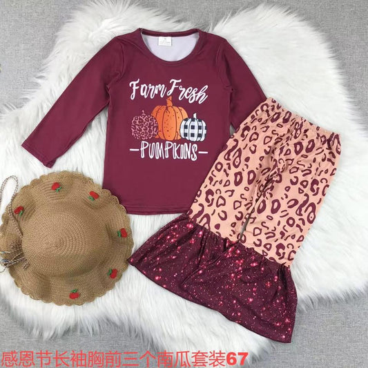 Farm Fresh Pumpkin Sequins Pants Set